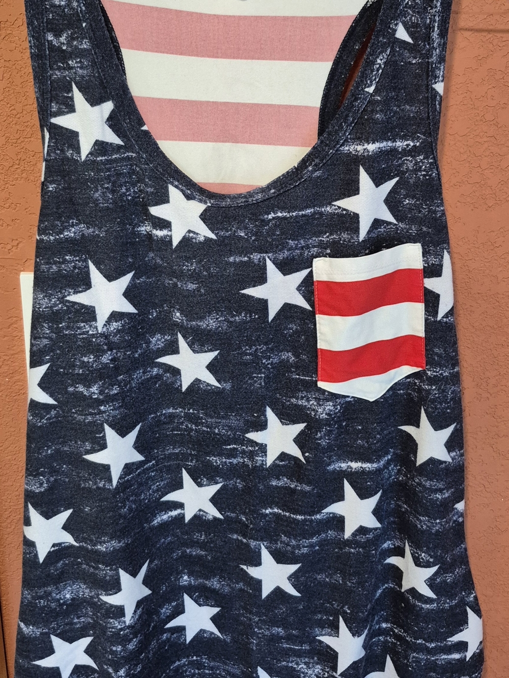 Patriotic Star & Stripe Pocket Tank - Navy, White, Red